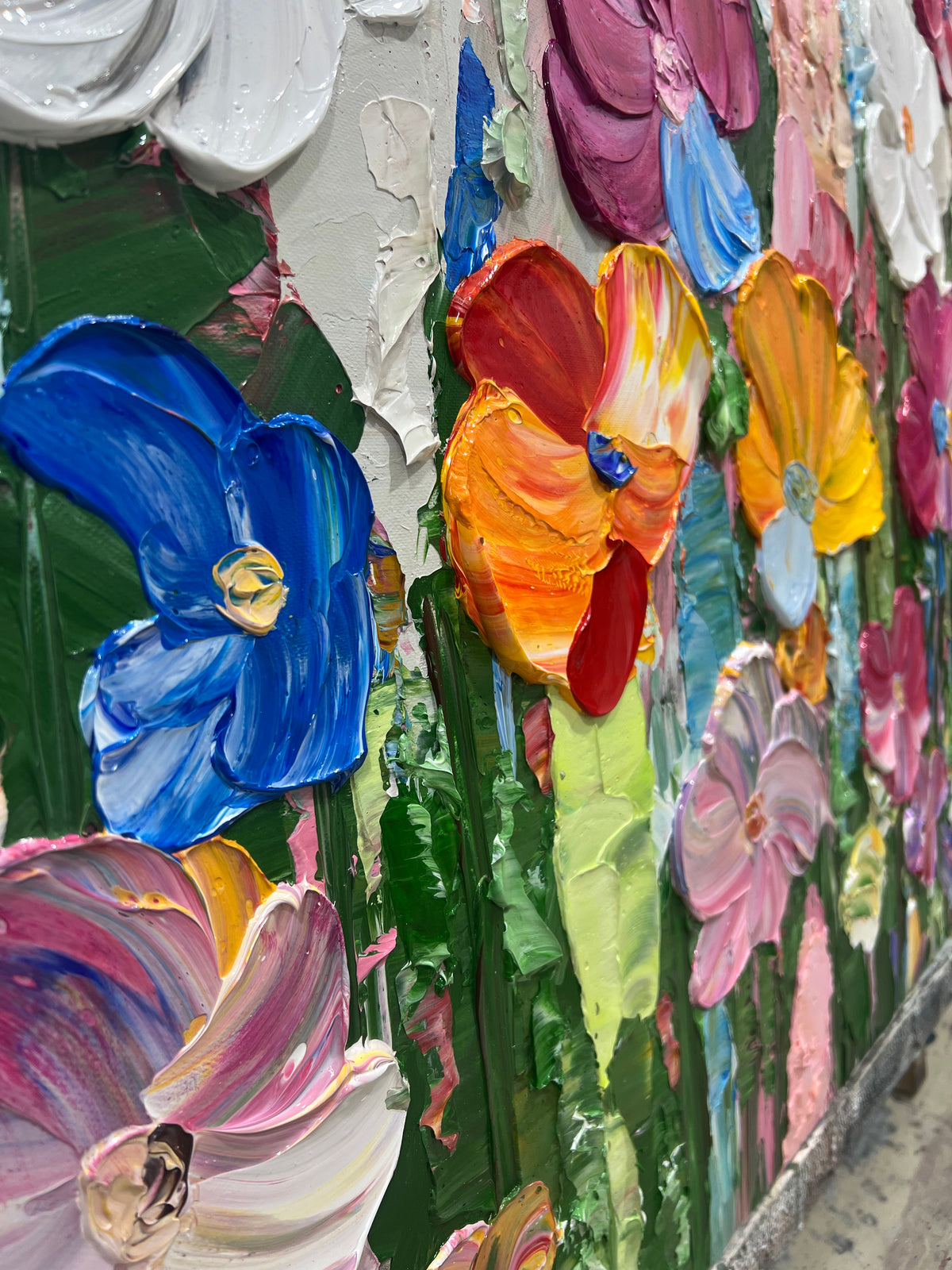 Candy Bloom Textured Impasto Floral Canvas Art TA#030513