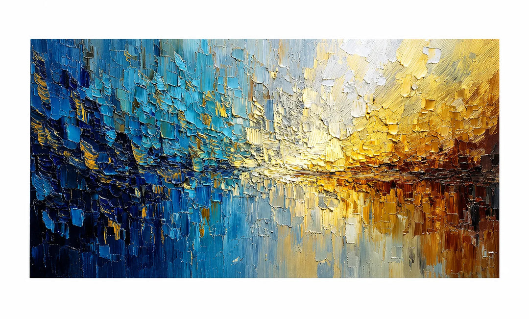 Blue Gold Abstract Landscape Original Oil Painting AA