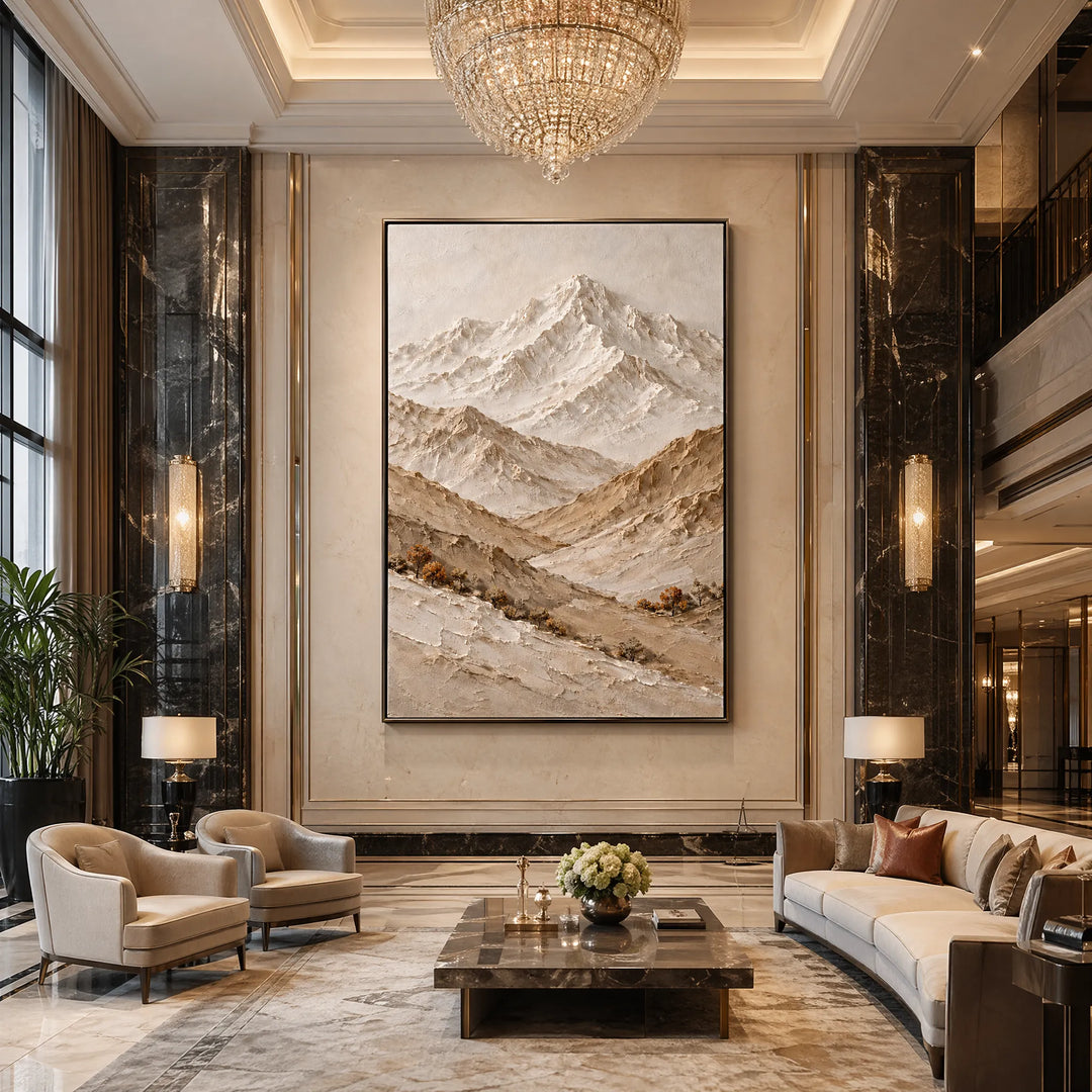 3D Mountain Abstract Oil Painting Vertical Wall Art HP