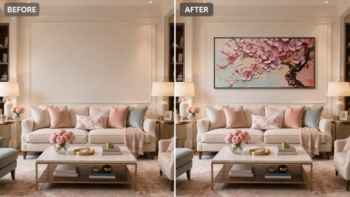 Blush Pink Floral Abstract Painting MT
