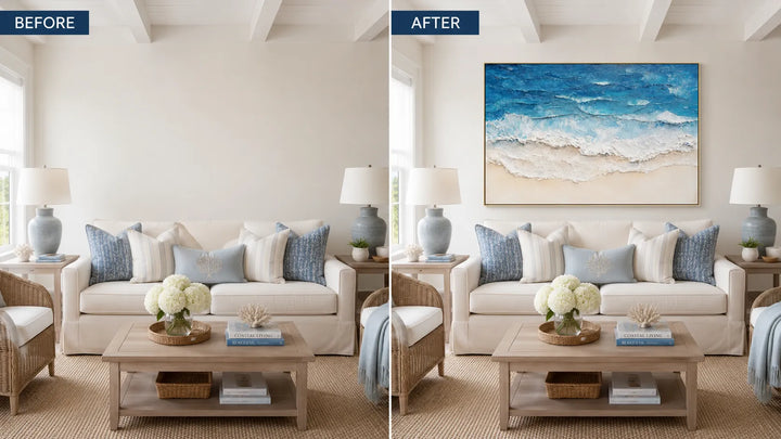 Azure Shoreline Textured Abstract Painting SP