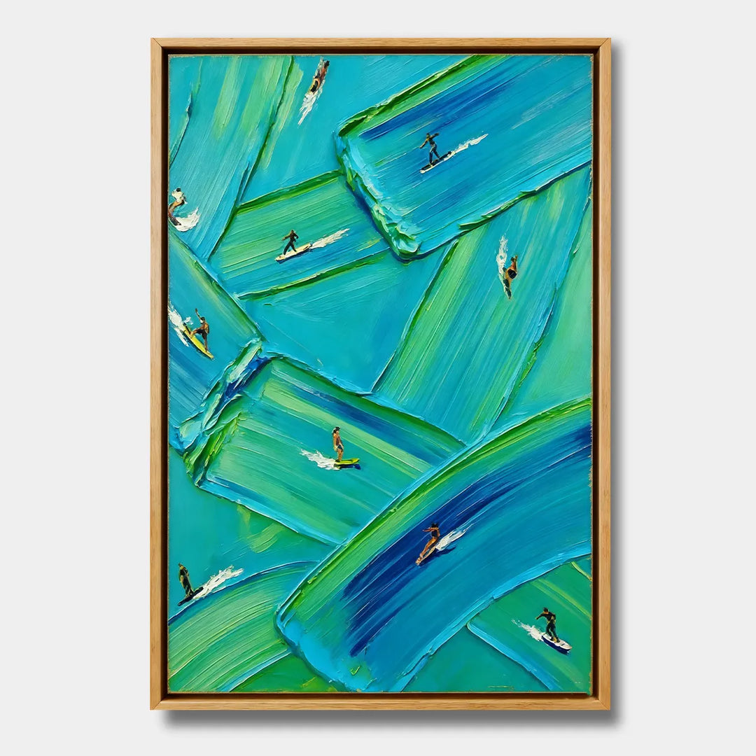 Abstract Surfer 3D Textured Coastal Oil Painting HP