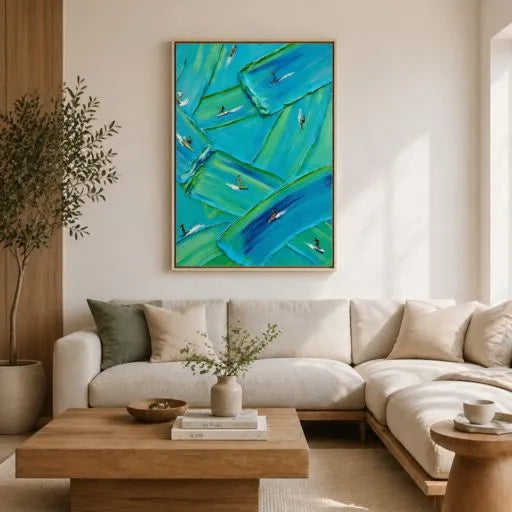 Abstract Surfer 3D Textured Coastal Oil Painting HP