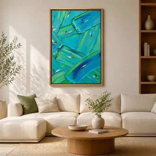 Abstract Surfer 3D Textured Coastal Oil Painting HP