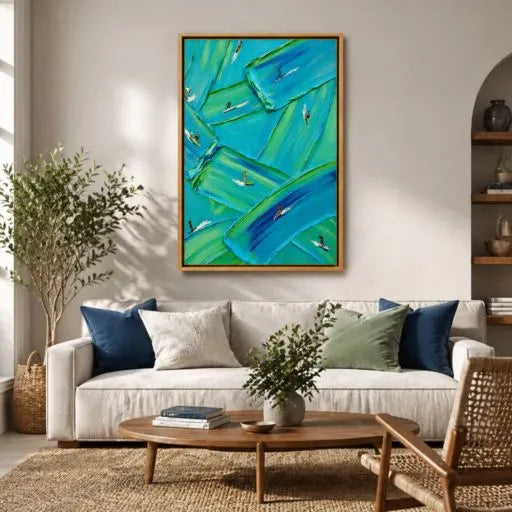 Abstract Surfer 3D Textured Coastal Oil Painting HP