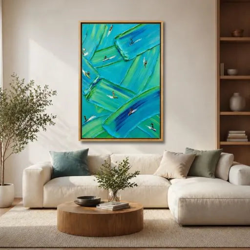 Abstract Surfer 3D Textured Coastal Oil Painting HP