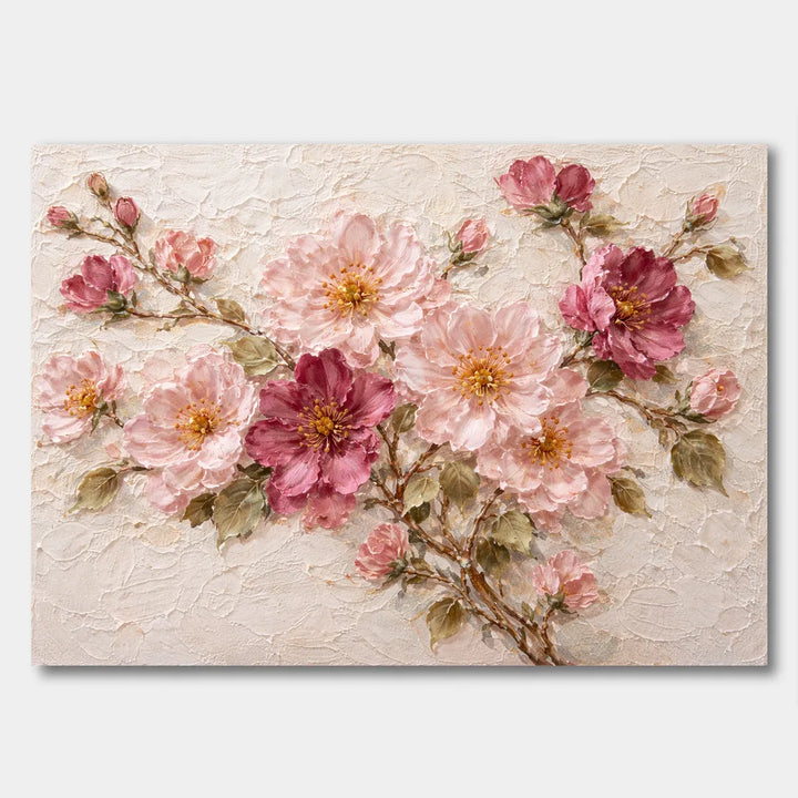 3D Cherry Blossom Shabby Chic Floral Oil Painting HP