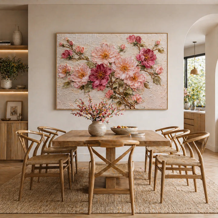 3D Cherry Blossom Shabby Chic Floral Oil Painting HP