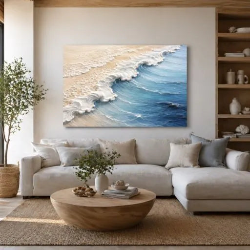 3D Crashing Wave Textured Ocean Oil Painting HP