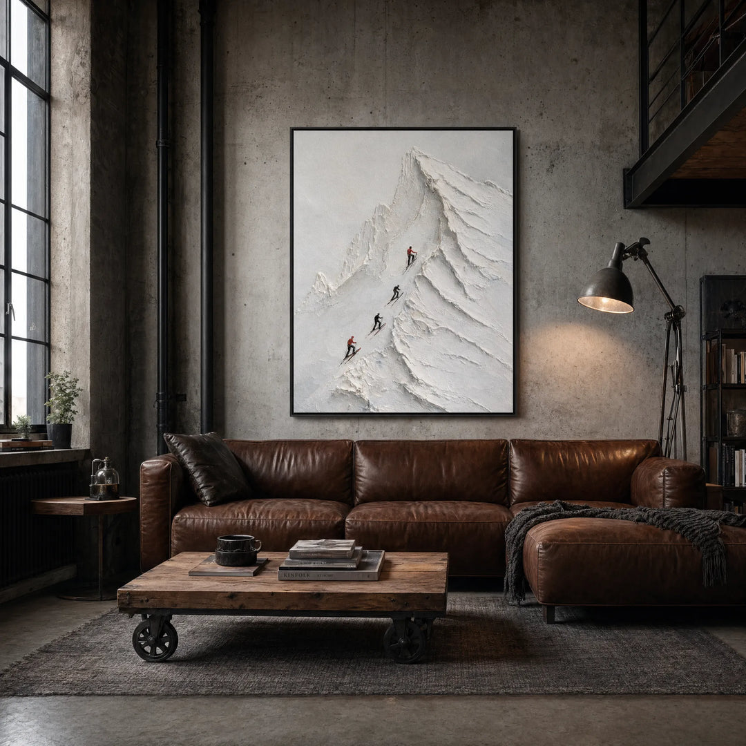 3D Skiing Snow Mountain Oil Painting Wall Art HP