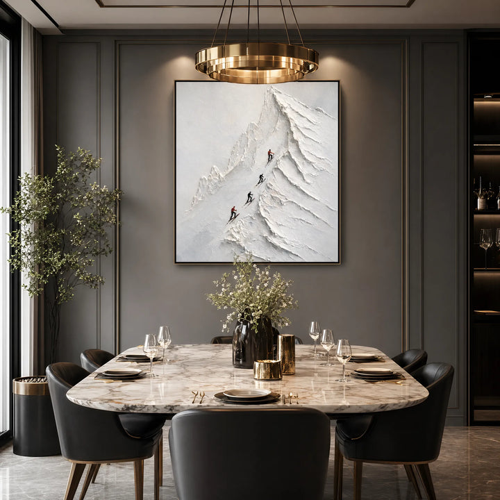 3D Skiing Snow Mountain Oil Painting Wall Art HP