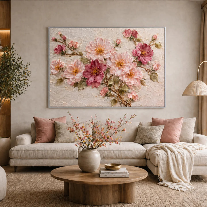 3D Cherry Blossom Shabby Chic Floral Oil Painting HP