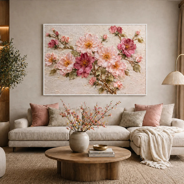 3D Cherry Blossom Shabby Chic Floral Oil Painting HP