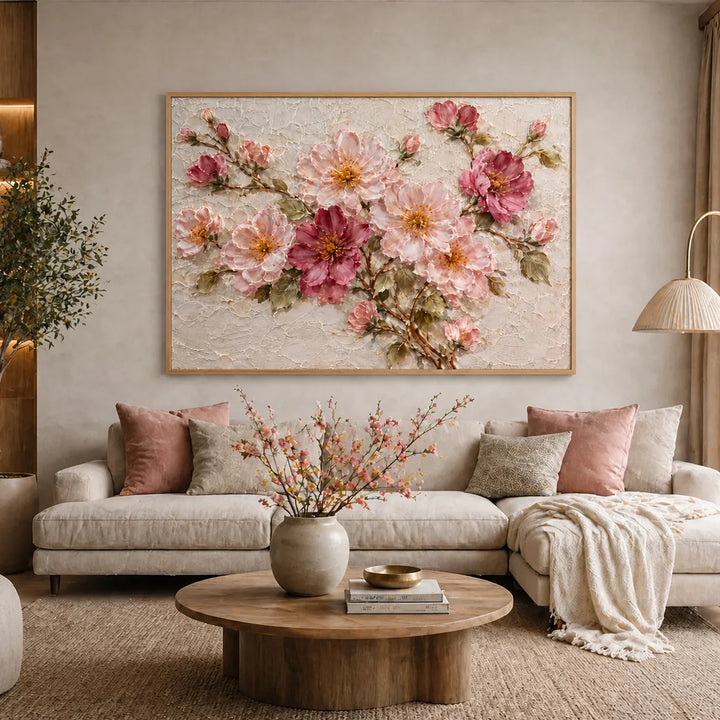 3D Cherry Blossom Shabby Chic Floral Oil Painting HP