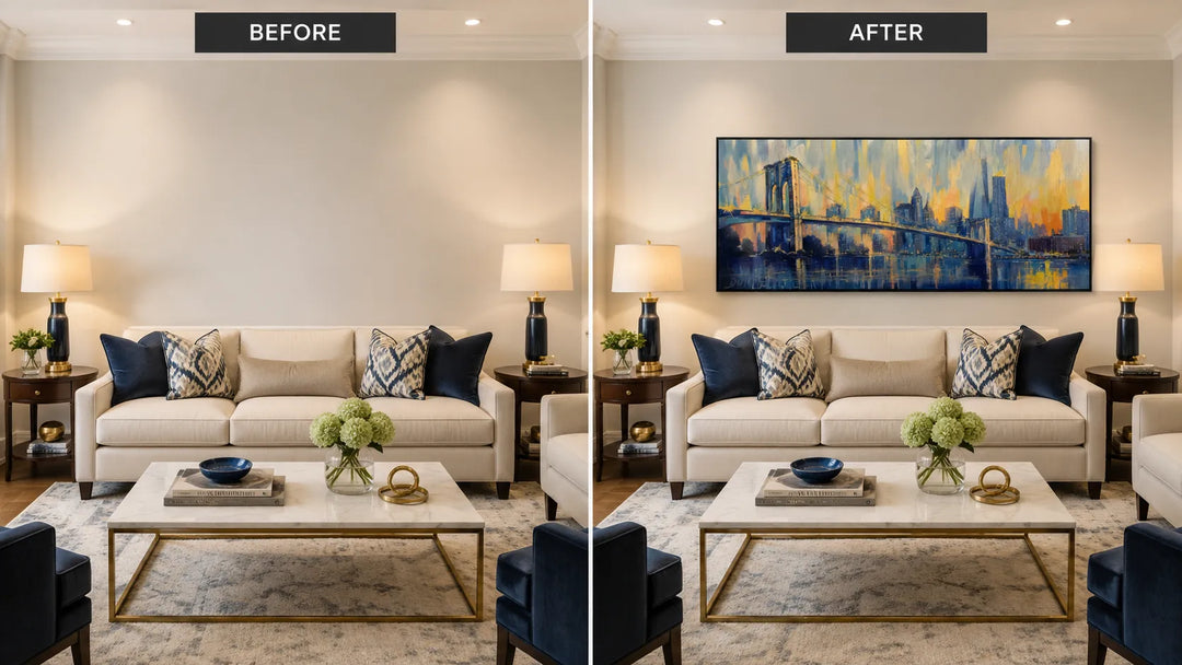 New York Brooklyn Bridge Skyline Painting AI