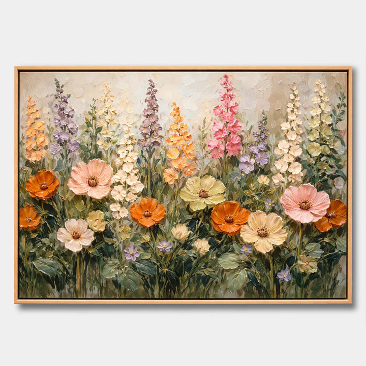 Textured Botanical Floral Oil Painting Wall Art HP