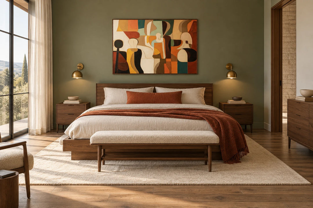 AA0609 dark-wood frame in a complete home interior scene