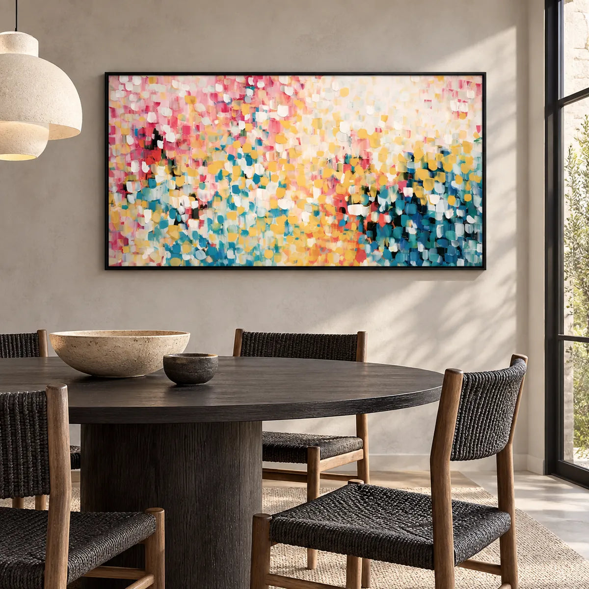 Sunlit Mosaic Abstract Painting AA#2301 — Existing room preview room preview