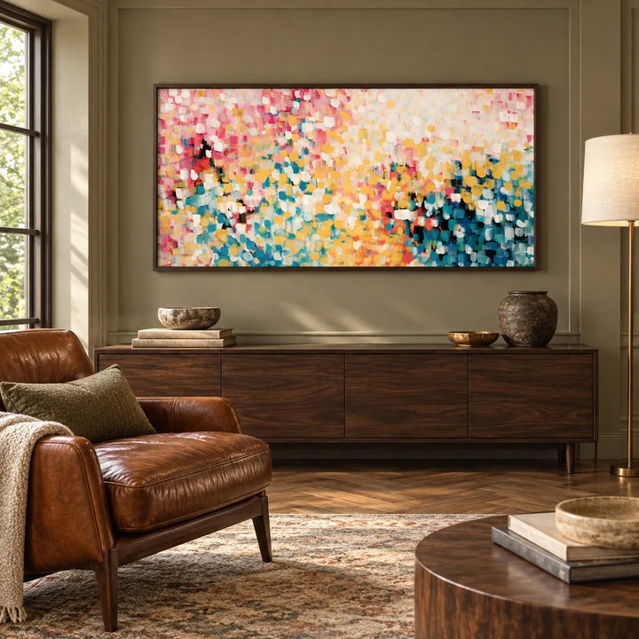 AA2301 dark wood frame in a distinct closer medium home interior