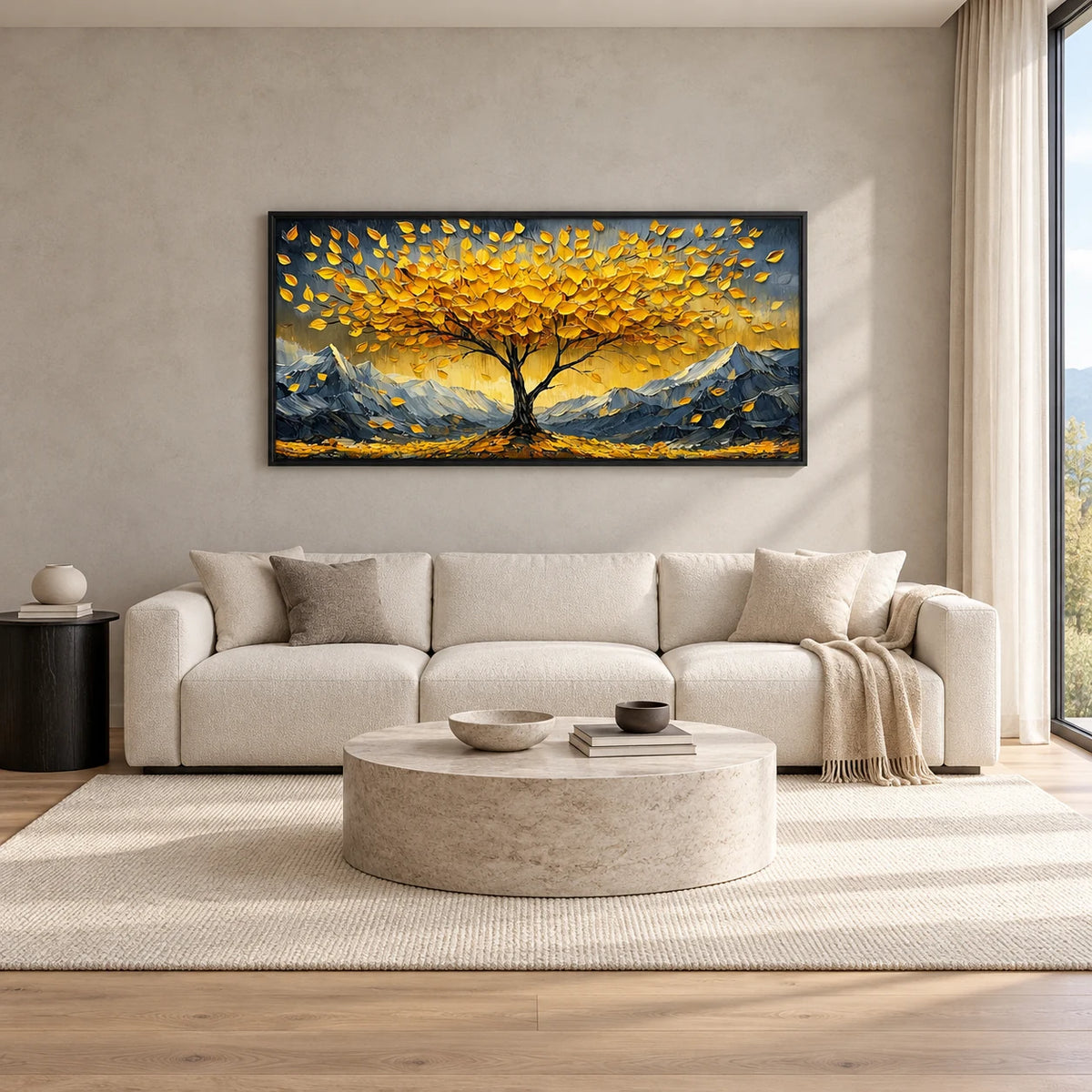 Same room with Golden Canopy Tree Painting AA#2305 in Black Frame