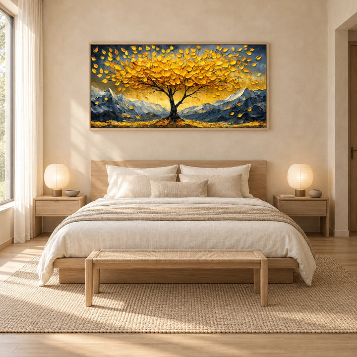 AA2305 painting in wood frame, full styled home interior