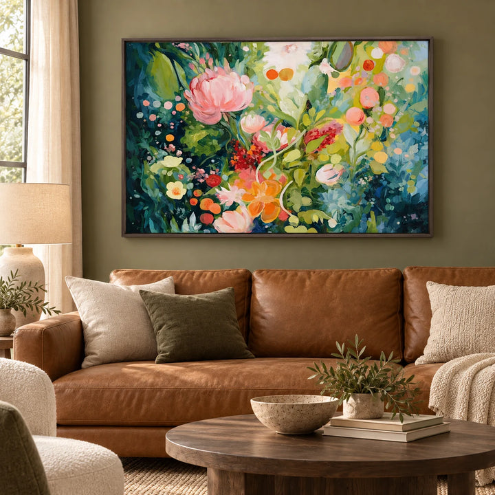 AA2314 dark-wood frame in a styled home interior, approved medium scene