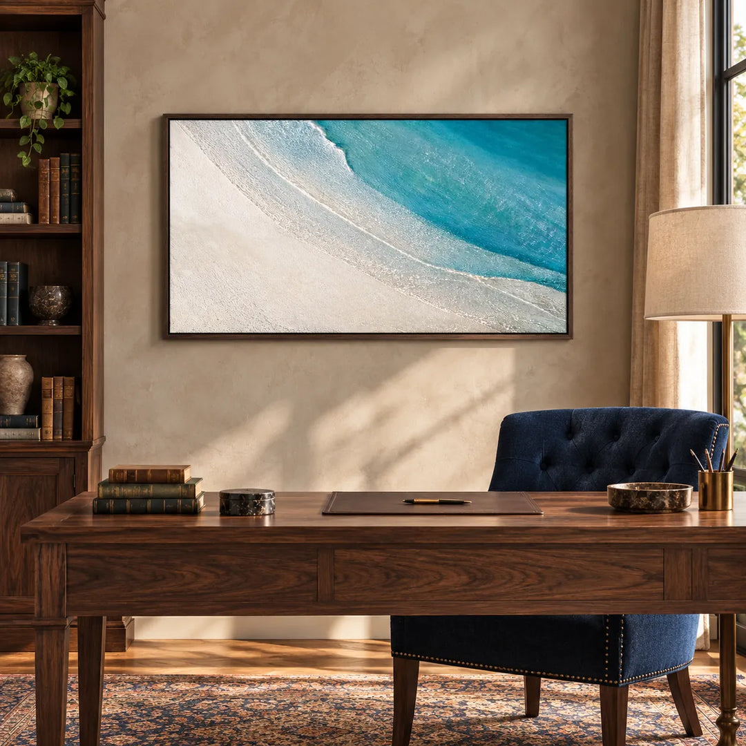 AA2320 dark wood frame in a distinct closer medium home interior