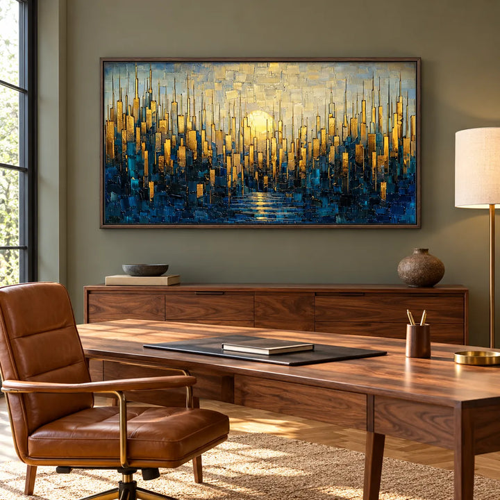 AA2322 dark wood frame in a distinct closer medium home interior