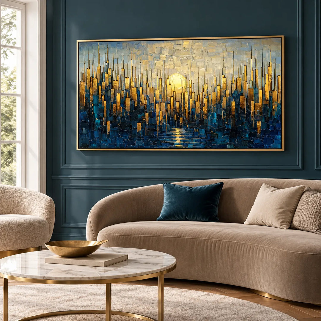 AA2322 gold frame in a distinct closer medium home interior