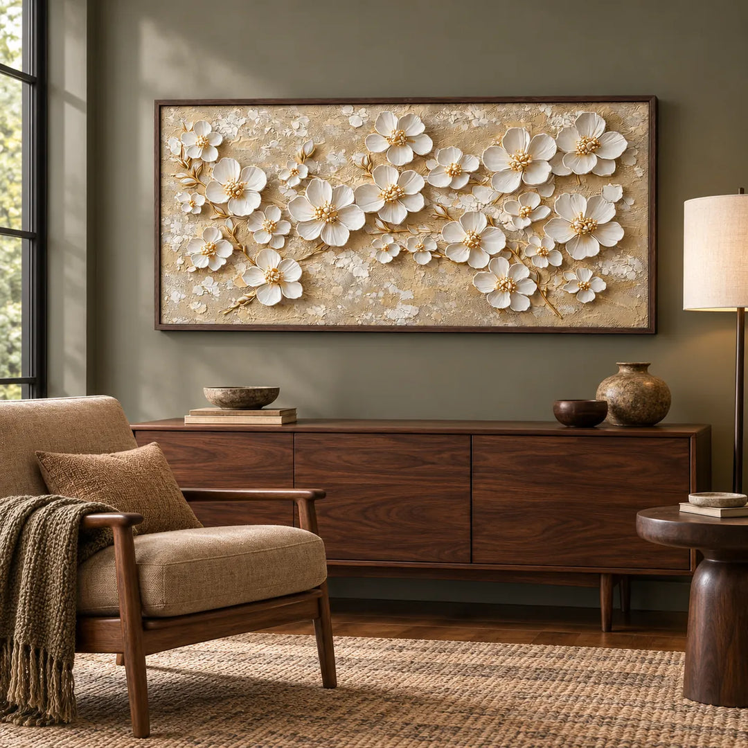 AA2326 dark wood frame in a distinct closer medium home interior