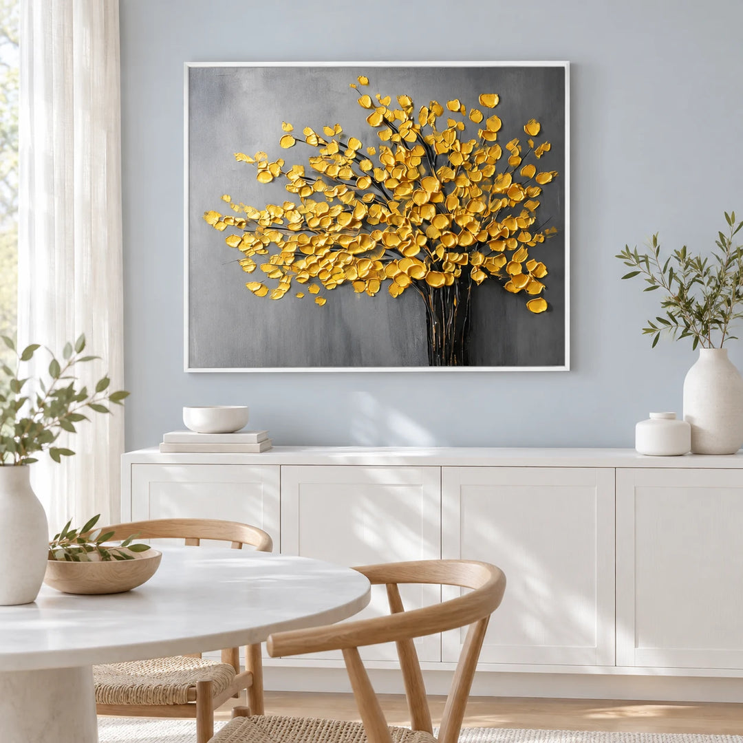 Golden Bloom Tree Textured Painting AA