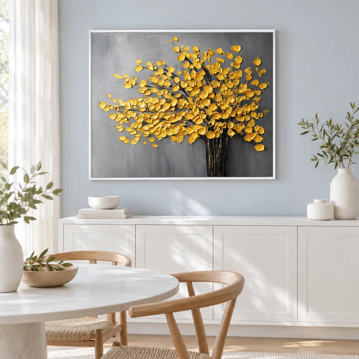 Golden Bloom Tree Textured Painting AA