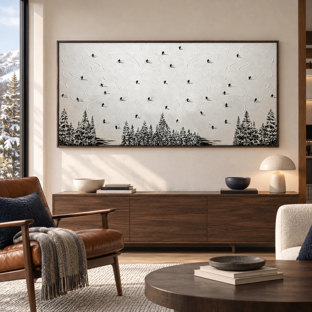 AA2504 dark-wood frame in a styled home interior, approved medium scene