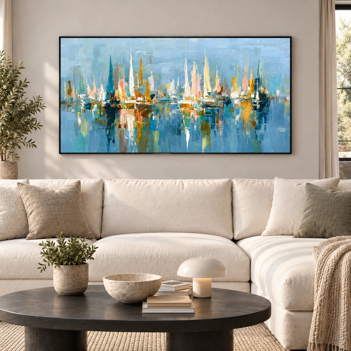 Same room with Blue City Skyline Art AA#3022 in Black Frame