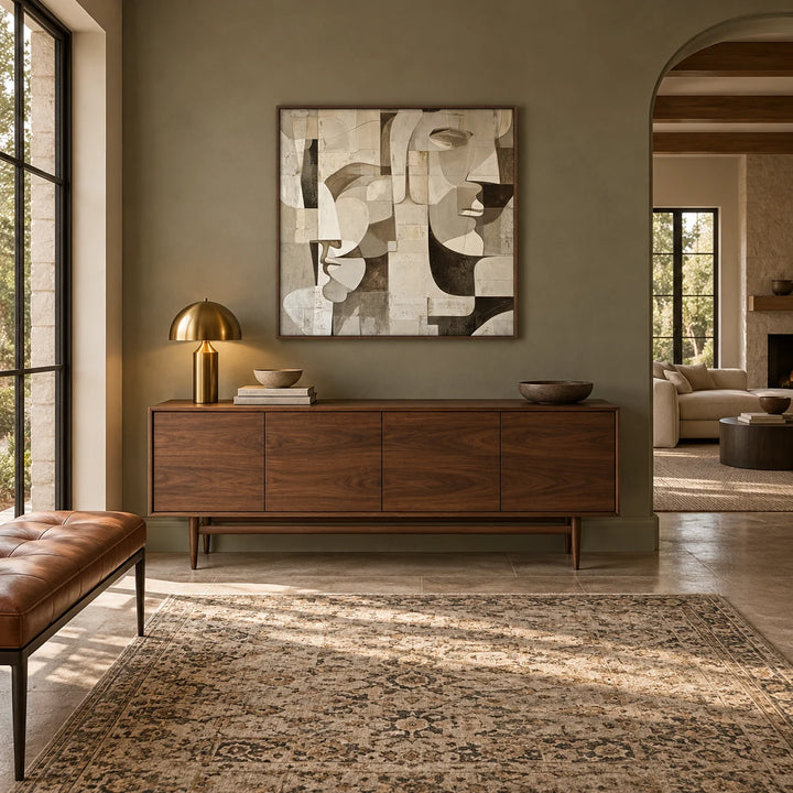 AA3043 dark-wood frame in a complete home interior scene