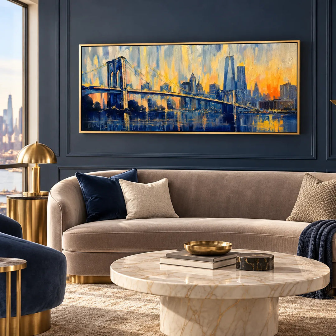AI2332 gold frame in a distinct closer medium home interior