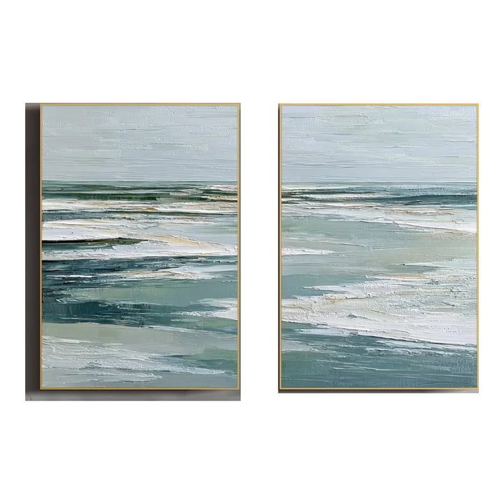 Abstract Coastal Diptych Canvas Print in Sage Blue TA