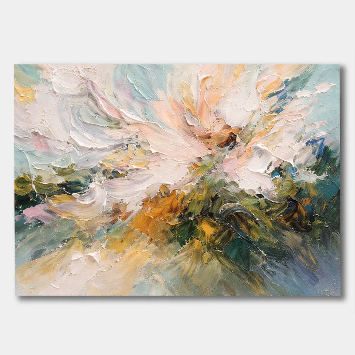 Abstract Floral Impasto Oil Painting Horizontal Wall Art HP