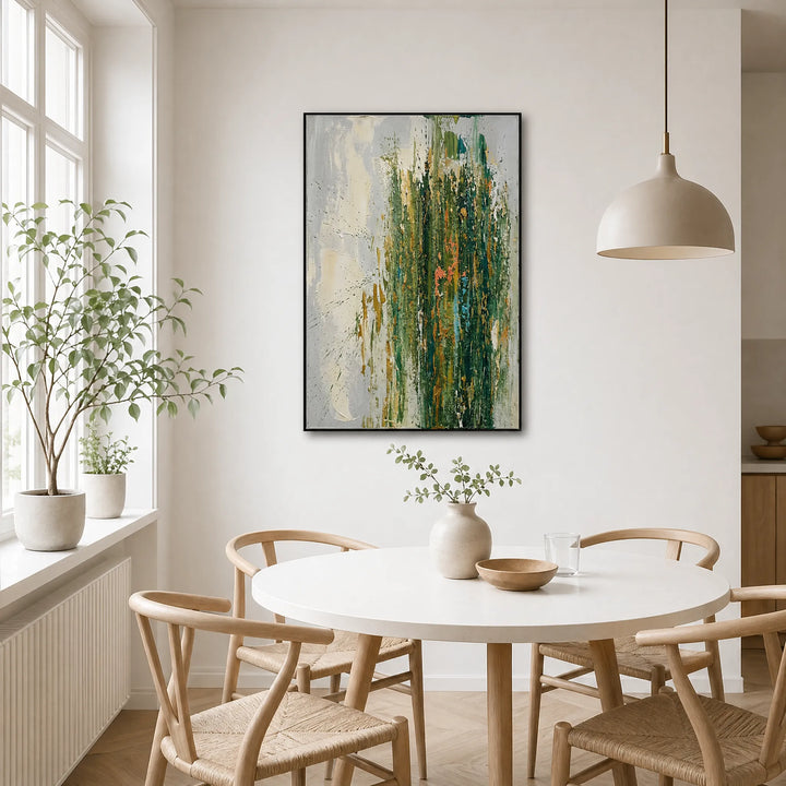 Abstract Forest Textured Vertical Oil Painting HP
