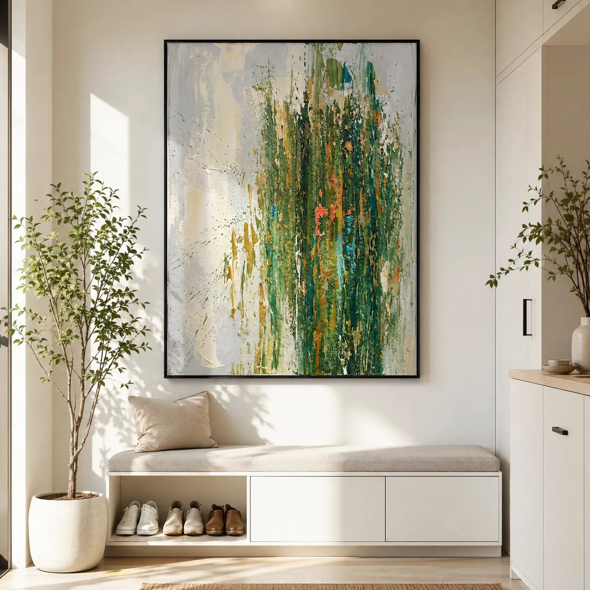 Abstract Forest Textured Vertical Oil Painting HP#2826 — Existing room preview room preview