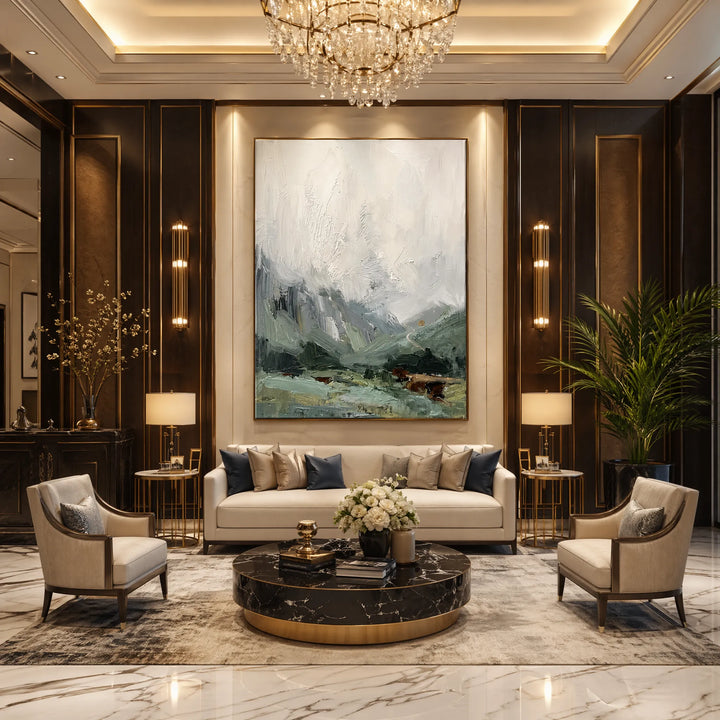 Abstract Landscape Oil Painting for Living Room Decor HP