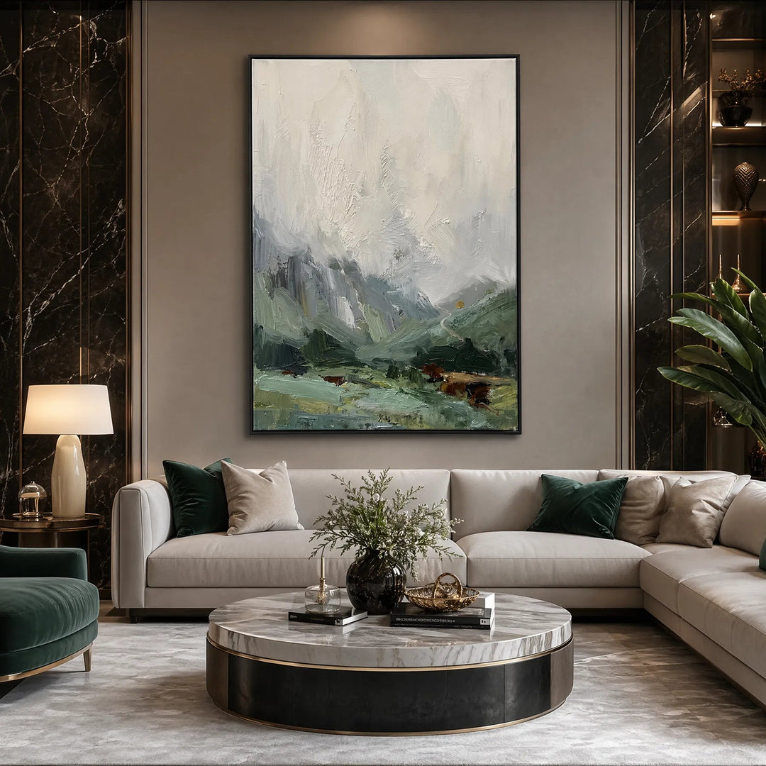 Abstract Landscape Oil Painting for Living Room Decor HP
