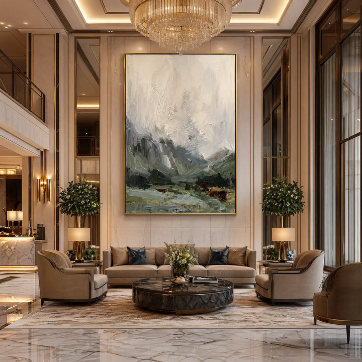 Abstract Landscape Oil Painting for Living Room Decor HP
