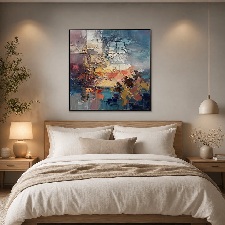Abstract Sunset Colorful Palette Knife Oil Painting HP