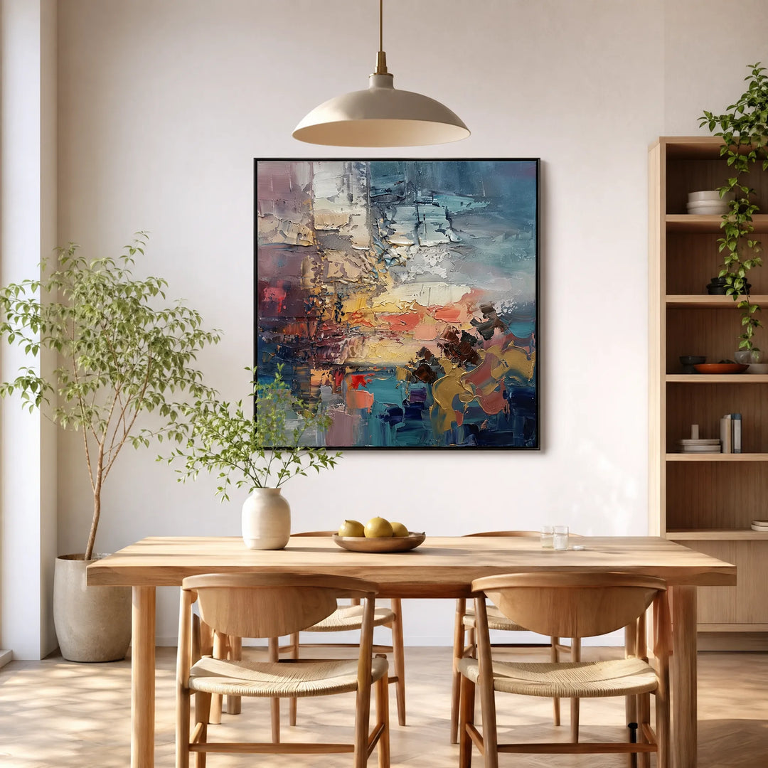Abstract Sunset Colorful Palette Knife Oil Painting HP