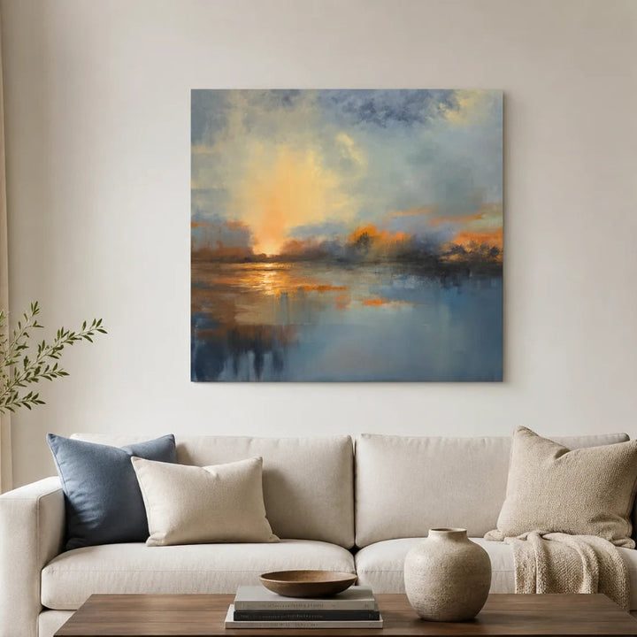 Modern Abstract Sunset Landscape Oil Painting HP