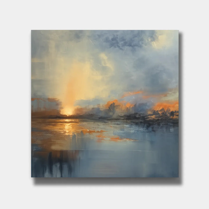 Modern Abstract Sunset Landscape Oil Painting HP