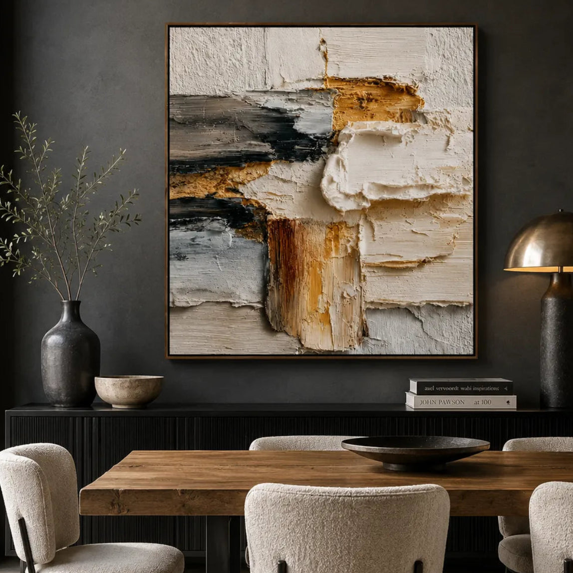 Abstract Textured Oil Painting Canvas Wall Art AA#0601 — Existing room preview room preview