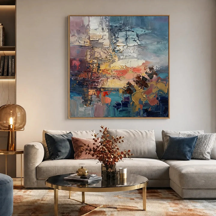 Abstract Sunset Colorful Palette Knife Oil Painting HP