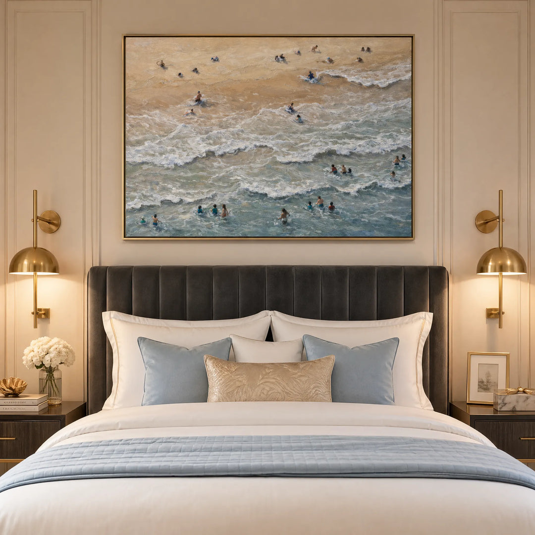 Aerial Beach Oil Painting Textured Ocean Wall Art HP